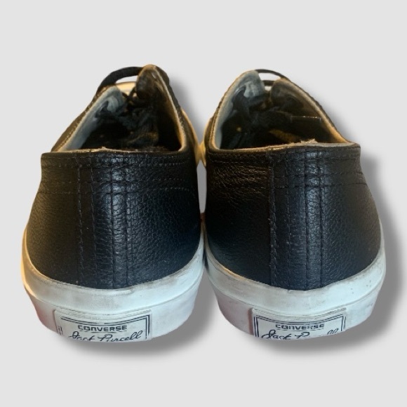 Converse Jack Purcell Black Pebbled Leather Low Top Sneakers Sz 7.5 - Picture 6 of 8